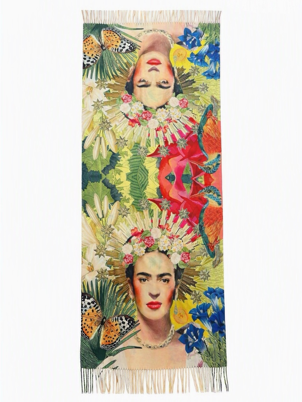 Frida Kahlo Portrait Artist Rebozo-Style Large Shawl-Wraparound Scarf Mexican Pa